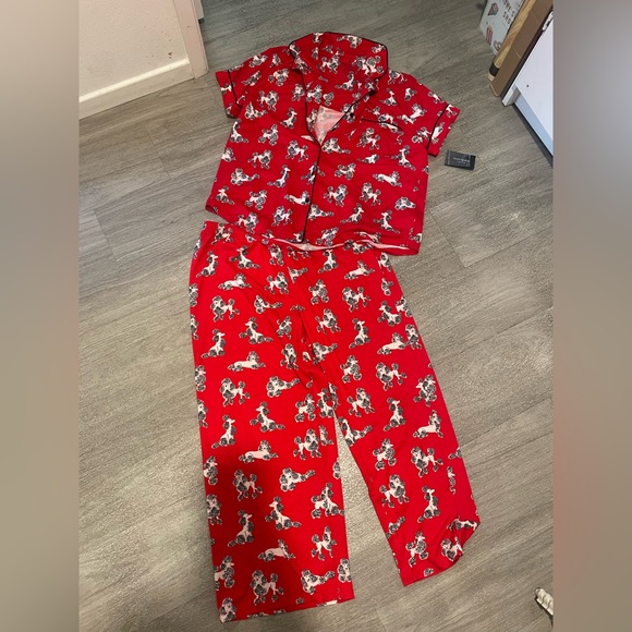 Kate Spade Red Poodle Print pajamas set L new - Picture 1 of 3